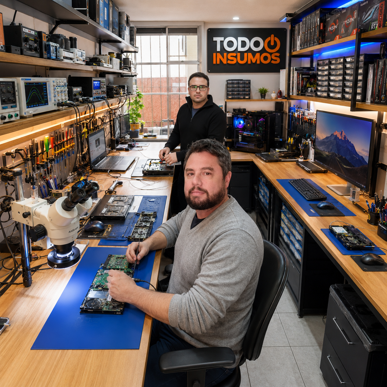 Consolas y equipos de gaming abiertos para mantenimiento