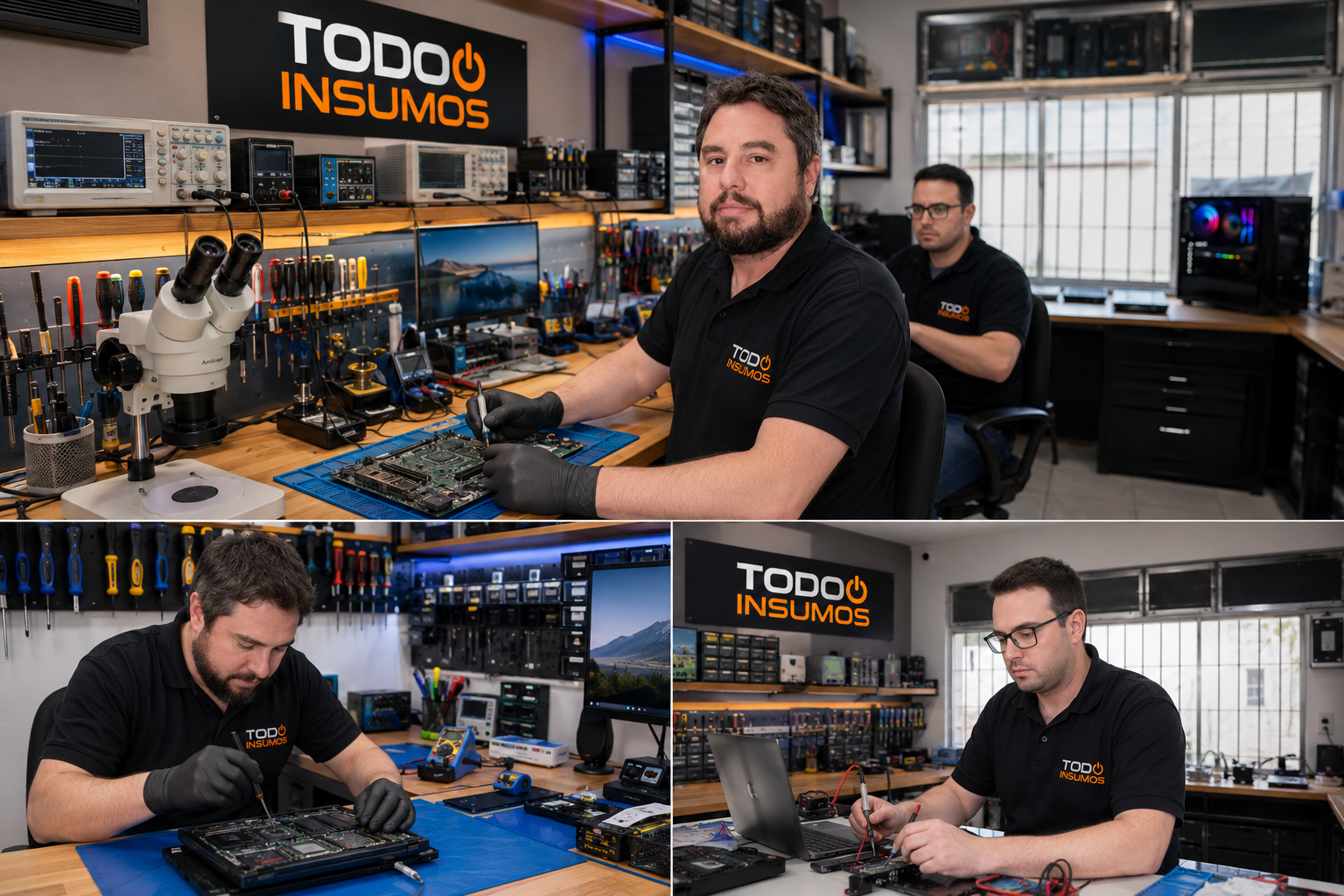 Notebook abierta para diagnóstico y reparación